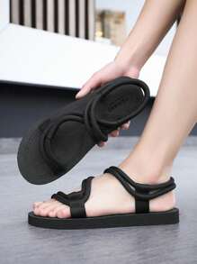 Men's Summer Lace-Up Flat Sports Sandals, Lightweight Anti-Slip Water Shoes For Outdoor Beach