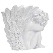 1pc Polyresin Angel Figurine Flower Pot,Handicraft,White Baby Cherub Wings Fairy Garden Statue Flower Pot For Indoor Or Outdoor Landscape Lawn Decor, Home Decor,Garden Decor,Pen Holder Living Room Decoration,Spring Decor