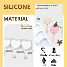 Molde de silicona para paletas de hielo y accesorios: palitos para paletas, gotero, bridas de plástico para cualquier ocasión, fiesta infantil - Blanco - Ver 3