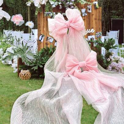 Trang trí tiệc sinh nhật nơ hồng lớn, trang trí nền tiệc nơ hồng khổng lồ, trang trí treo nơ organza khổng lồ cho tiệc cưới cô dâu, tiệc độc thân, trang trí Giáng sinh tại nhà, quà tặng Giáng sinh, trang trí Giáng sinh