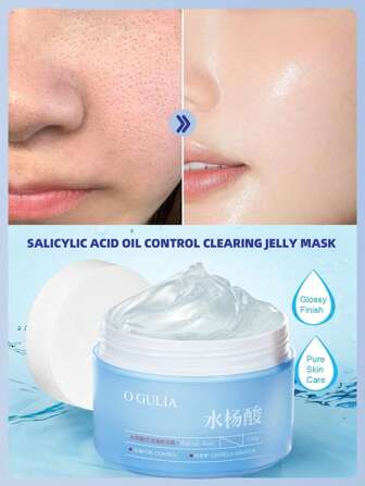 1 pièce Masque nettoyant de 100 g à l'acide salicylique, contrôle de l'huile, pores plats et fermés, doux et non irritant. Crème hydratante colagène masque de sommeil rafraîchissant au contrôle de l'huile à l'acide salicylique