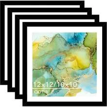 Wood 12x12 Frame Set Of 4 Black With 10x10 Mat, For 30 X 30cm Diamond Art Painting, Display Picture 10 X 10 With Mat Or 12 X 12 Without Mat, Large 30x30 Picture Frame For Wall Hanging, Black, 4 PackNo. 34577 - White - View 2