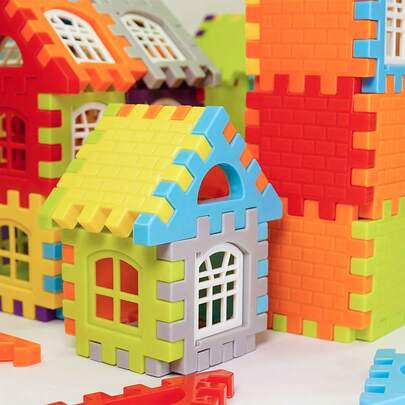 50/100/130pcs Colorful House Building Blocks, Large Blocks, Children's Room Decor House Blocks, Tabletop Game Enlightening Creative Toys, DIY Assembly Toys, Birthday Gift