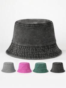 1pc Solid Color Bucket Hat, Suitable For Street, Party, Outdoor Activities In Autumn And Winter, Y2K Style Winter Outfits,Summer,Beach,Holiday,Travel - Bucket Hat - View 15
