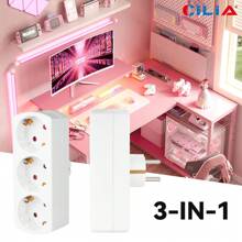 CILIA 1/2pcs European Standard 3-IN-1 Socket Adapter Wall Plug,16A/250V,Weight:124g, Carry It With You At All Tian,For Indoor Office, Kitchen, Living Room,White