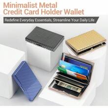 Porte-cartes de crédit, portefeuille fin en métal avec 6 emplacements pour cartes, pour hommes et femmes