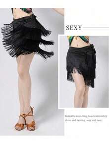 تنانير الفرفرة للنساء والمراهقات للرقص الباليه اللاتيني تنورة قلم رصاص تفصيلية احتفالية تنورة قصيرة للرقص المجنون - متعدد الألوان - مشاهدة 6