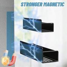 4 piezas de estantes magnéticos de metal para especias y almacenamiento, adecuados para refrigerador, horno y lavadora, organizador de almacenamiento negro para refrigerador