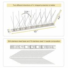 10个装不锈钢防鸟刺，总长3.3米/10.83英尺，驱鸟器防爬安全墙栅栏，远离屋顶窗台，驱赶乌鸦，门廊 - 銀色 - 查看 2