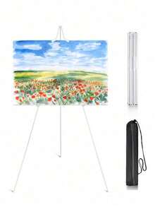 1pc 63" Easel Stand For Wedding Sign,Iron Folding Easel Display Stand,Welcome Poster Stand,Collapsible Tripod Design,Display Easel Stand With Storage Bag,Foldable Portable Ground Easel,Wedding Photo Frame KT Board Advertising Floor Stand,Portable Display Stand - Multicolor - View 3