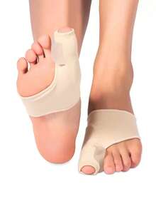 1 Pair Flesh-Colored Foot Device With Toe Protection Pad, Designed For Daily Wear To Gently Reposition Toes To Their Natural Position