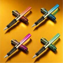 11pcs 0.5mm Pointed Calligraphy Fountain Pen Set, 1pc Pen With 10pcs Ink Refill Cartridges, Elegant Gift Set For Office, School, Birthday (Pen Only, No Box) School Supplies,Back To School