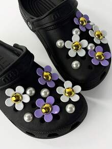 18pcs Flower & Faux Pearl Shoe Clips - Fresh & Elegant Design, Exquisite Shoe Decoration - Purple - View 4