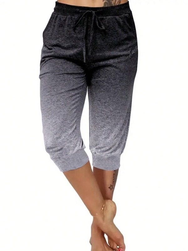 European And American Style Women Fashion Street Slim Fit Gradient Color 7/8 Pants