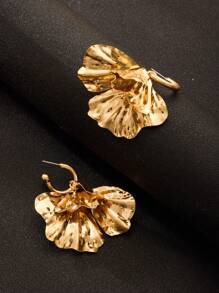 Boucles d'oreilles ZAA en feuille de ginkgo, boucles d'oreilles en forme d'éventail en feuille de ginkgo doré rétro, de tempérament de niche, polyvalentes, élégantes et raffinées en tant qu'accessoires d'oreille