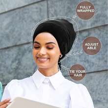 Awegeo Women's Middle Eastern-Style Turban Underscarf - Adjustable Tie-Back Head Wrap, Soft Breathable Casual Headscarf Cap For Daily Use, -Inspired Base Cover With Hair Protection