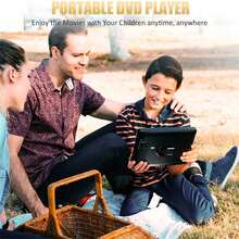 GINOST 12" Portable DVD Player, Premium 10.1" HD Swivel Screen DVD Player For Kids, Built In 5 Hours Rechargeable Battery Car DVD Player Support CD/USB/SD Card/Sync TV - màu đen - Xem 3