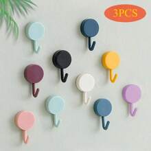 3PCS Self-Adhesive Wall Hooks – Strong No-Drill Coat & Bag Hooks – Bathroom Door/Towel Hangers For Home Storage