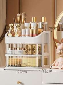 3-5 Tier Two Drawer Organizer, Dressing Table Cosmetic Organizer With Drawers - Spacious Storage Space For Skincare Products, Brushes, Eyeshadows, Lotions, Lipsticks, Nail Polishes - Perfect For Vanities, Bathrooms, Bedrooms And Dressing Tables - Trà sữa màu 3 lớp - Xem 2