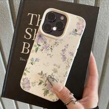 1pc TPU Material Elegant Purple Floral Pattern Phone Case Compatible With Iphone/ Smartphones - White - View 2