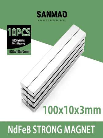 100mm X 10mm X 3mm Neodymium Magnetic Bars - Available In 2pcs/5pcs/8pcs/10pcs/15pcs Options, Suitable For Industrial Installation, Home Organization, Office Management, Advertisement Board Hanging, And Metal Surface Fixing. Extended Flat Design Increases Adhesion Area, Enhancing Stability And Load-Bearing Capacity. Manufactured With High-Quality Neodymium Magnetic Material, With Long-Lasting Magnetism, Strong Adhesion, And Reusable.