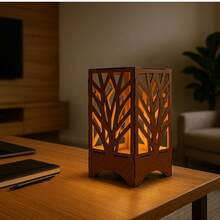 Kit 2 Modern Brown Table Lamp Cube Lamp Living Room Bedroom With Socket - 2Agm - Rust Brown - View 3