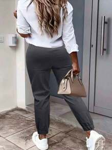 Calças Compridas Casuais e Confortáveis com Cordão na Cintura para Mulheres Plus Size, Versáteis