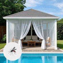 1pc Outdoor Breathable Transparent Thin Curtain, 280cm Wide, Large Size, Pole Pocket Design For Easy Installation, Durable Sunshade With Mosquito Net, Upgrade Backyard To Comfortable Insect-Free Relaxation Area, Suitable For Outdoor Patio/Vacation Home/Backyard/Porch/Gazebo/Pavilion, Insect-Proof Decor