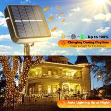 Joomer Solar Fairy Lights, 2-Pack Total 80FT 240LED Solar String Lights Outdoor Waterproof Lighting Modes For Patio Fence Party Garden Yard Home Holiday Tree Outdoor Decoration (Warm) - White - View 9