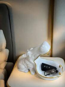 Moderne, einfache weiße Nilpferdfigur; super niedlicher Tier-Schreibtischorganisator & Dekoration; Heim- und Bürodekoration, Muttertagsgeschenkidee, lustiges Geschenk, dekorative Skulptur - Nilpferd Geschenk