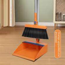 2pcs Home Broom, Dustpan And Brush Set, Thickened Broom, Long Handle Brush And Dustpan, Non-Stick Hair Floor Cleaning Tools For Home, Office, School Dorm, Cleaning Supplies, Cleaning Gadgets
