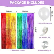 64pcs Rainbow Party Balloon Wreath, Rainbow Cloud Backdrop, Birthday Photo Booth Props, Arch, Tassel Curtain, For Boys, Girls, Kids Birthday, Wedding, Baby Shower, Nursery Decoration