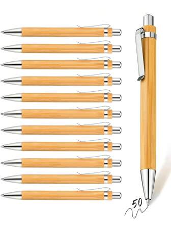 24 支中性笔套装作为返校礼物，包含散装可定制竹圆珠笔，适合儿童和学生返校礼物，批发返校礼物，办公用品圆珠笔（6 支/12 支/24 支）