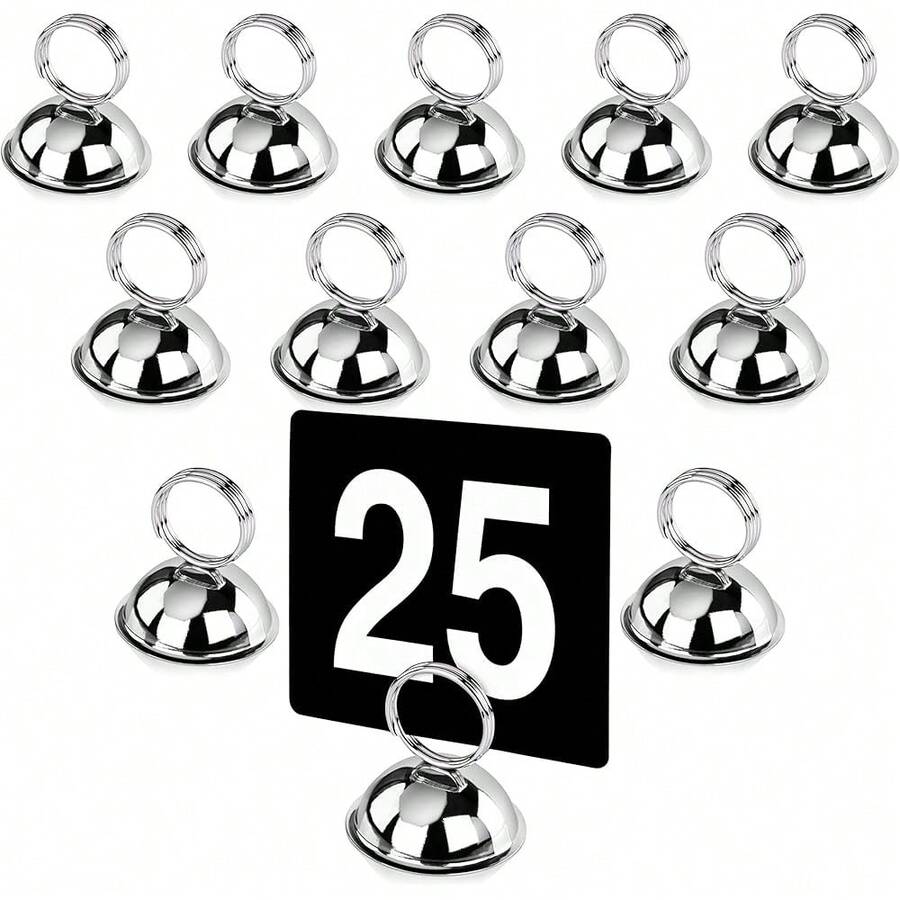 New  7 Split-Ring Style, Place Card/Table Number Holder, 2.5 X 2.33 Inch, Sier, Set Of 12 - Sier 2.5 * 2.33 Inch (Set of 12) - View 1