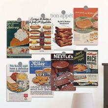 10 Retro Food Wall Stickers, Bedroom Corner Atmosphere, Beautiful Decoration, Poster, Card, Photo Props