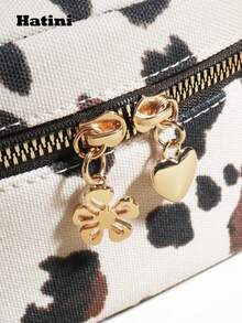 Mini-Ketten-Umhängetasche, bedruckter Patchwork-Handtasche, süße Kirsche gemusterter Boxentasche, reizende kleine Eimer-Tasche, vielseitige Umhängetasche, geeignet für Büro, Pendeln, Dates, Einkaufen, Urlaub, Strand, Musikfestivals, Partys - Weiss-braun - Übersicht 3