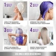Sunatoria New Keratin Purple Hair Mask- Blonde Hair Purple Toner - Repair &Amp; Nourishment Treatment For Bleached, Brassy Hair - Blue Hair Mask, No Yellow Tones - Deep Conditioner For Color Treated Locks - White - View 6