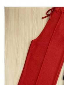 Women's Cold Weather Wide Leg Pants, Winter Fashion 2025 - Red - View 2