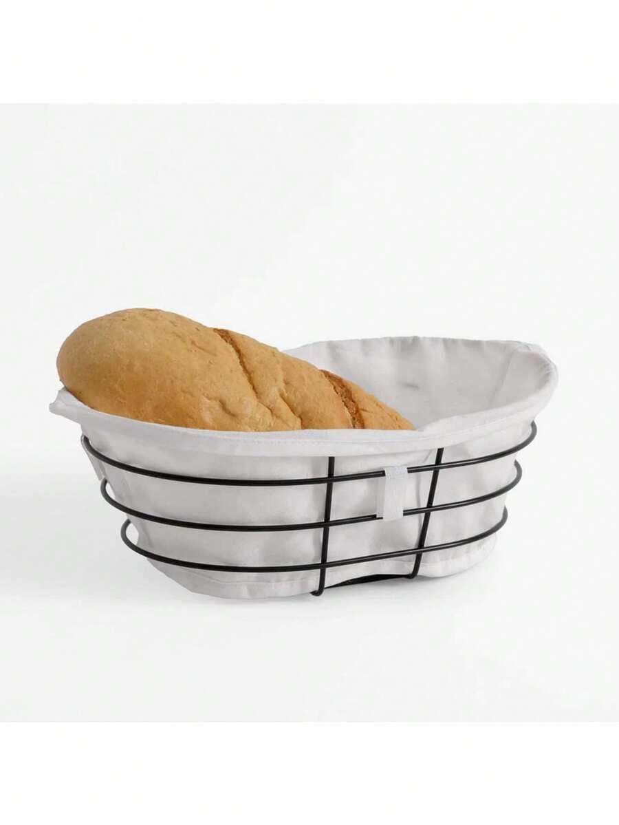 1 szt. Żelazny koszyk na chleb, pusty koszyk do przechowywania owoców z uchwytem, organizer na biurko, wystrój domu, duża pojemność i solidność - Owalny bez uchwytu, czarny, beżowy, losowe kolory - Zobacz 1