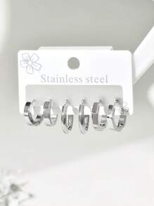 Set de 6 aros de aro de acero inoxidable de calidad premium y minimalista