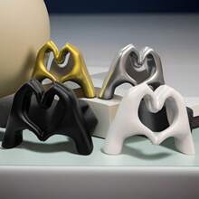 家居装饰爱心手指雕像，现代银色心形手雕塑，客厅卧室置物架咖啡桌中心装饰，女性婚礼礼物 - 彩色 - 查看 9