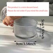 1pc Round Ice Cream Glass Bowl, Classic Vertical Pattern, Hammer Pattern Design, Simple And Elegant, Simple Snack Fruit Bowl, Kitchen Dessert Bowl, Suitable For Summer Family Ice Cream, Fruit, Nuts, Yogurt, Dessert, Snacks, Afternoon Tea Dessert Bowl