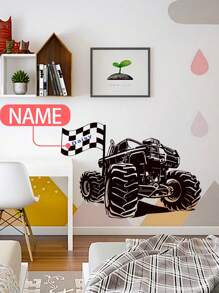 1pc 30*120cm Custom Name Cool Offroad Wallpaper Sticker, Boy Girl Bedroom Decoration, Removable Vehicle Wall Decor