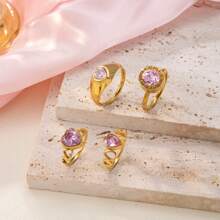 4 Pcs/Set Simple And Versatile Stainless Steel Plated 18k Gold Random Combination With Inner And Outer Ball Ring Different Thickness Gold Ring Men And Women With The Same Couple Ring For Women Daily Wear
