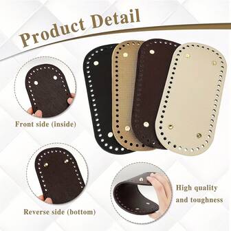 5pcs Bohemian Style Handmade Crochet Bag Bottom With Holes, DIY Bag Accessories - Assorted Colors, Elongated Oval Shape, Suitable For DIY Shoulder Bags, Handbags And Handicrafts, Random Color, Wallet Shape, Handmade