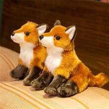 25厘米/9.84英寸逼真红狐狸毛绒玩具 - 博物馆品质坐姿狐狸毛绒玩具，手绘细节 | 栩栩如生的野生动物装饰和教育礼物，适合自然爱好者、特殊房间装饰、儿童生日礼物、节日礼物、派对礼物 - 棕白色 - 查看 9