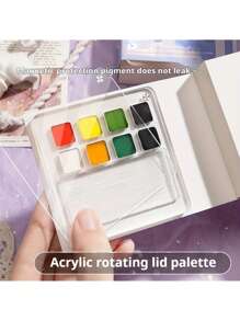 1pc Portable Watercolour Sketchbook With Palette, Suitable For Travel Use, Contains 50 Sheets Of Paper, Comes With A Removable Palette Box And Medium-Weight Textured Paper, Suitable For Travel And Outdoor Art Projects (Paints Not Included), Outdoor Painting Equipment | Art Sketchbook | Durable Cover, Watercolour Painting Supplies, Back-To-School Essentials
