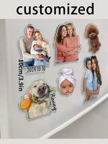 Personalized Photo Acrylic Fridge Magnet, Customized Photo Fridge Decor, Father's Day Gift, Acrylic Customized Photo Fridge Magnet, Unique Memento For Family And Loved Ones, Father's Day And Thanksgiving Gift, Suitable For Breakfast, Personal Items