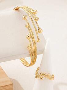 Conjunto de 2 peças de pulseiras da moda, anel aberto, pulseira feminina com céu estrelado, vários círculos, joias, pulseiras da moda simples, anel