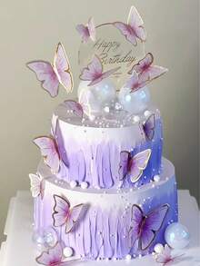 50 قطعة مصنوعة يدوية لتزيين كيك العيد، بطاقة شكل قلب، زخارف فراشات، شريط معدني وغراء، زخارف لولؤية، علامة نجمة عيد ميلاد، قابس قلب لولؤي، ديكور منظر الحلوى، زفاف إبداعي، حفلة عيد ميلاد